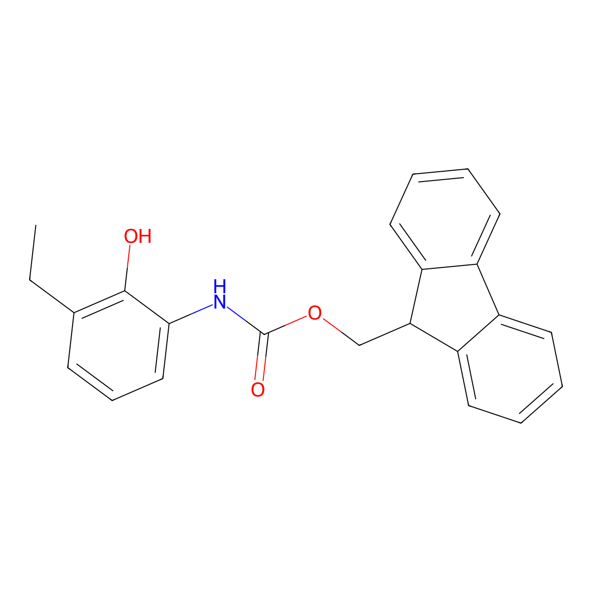 (9H-fluoren-9-yl)methyl N-(3-ethyl-2-hydroxyphenyl)carbamate molecular structure, CAS 2763931-00-4
