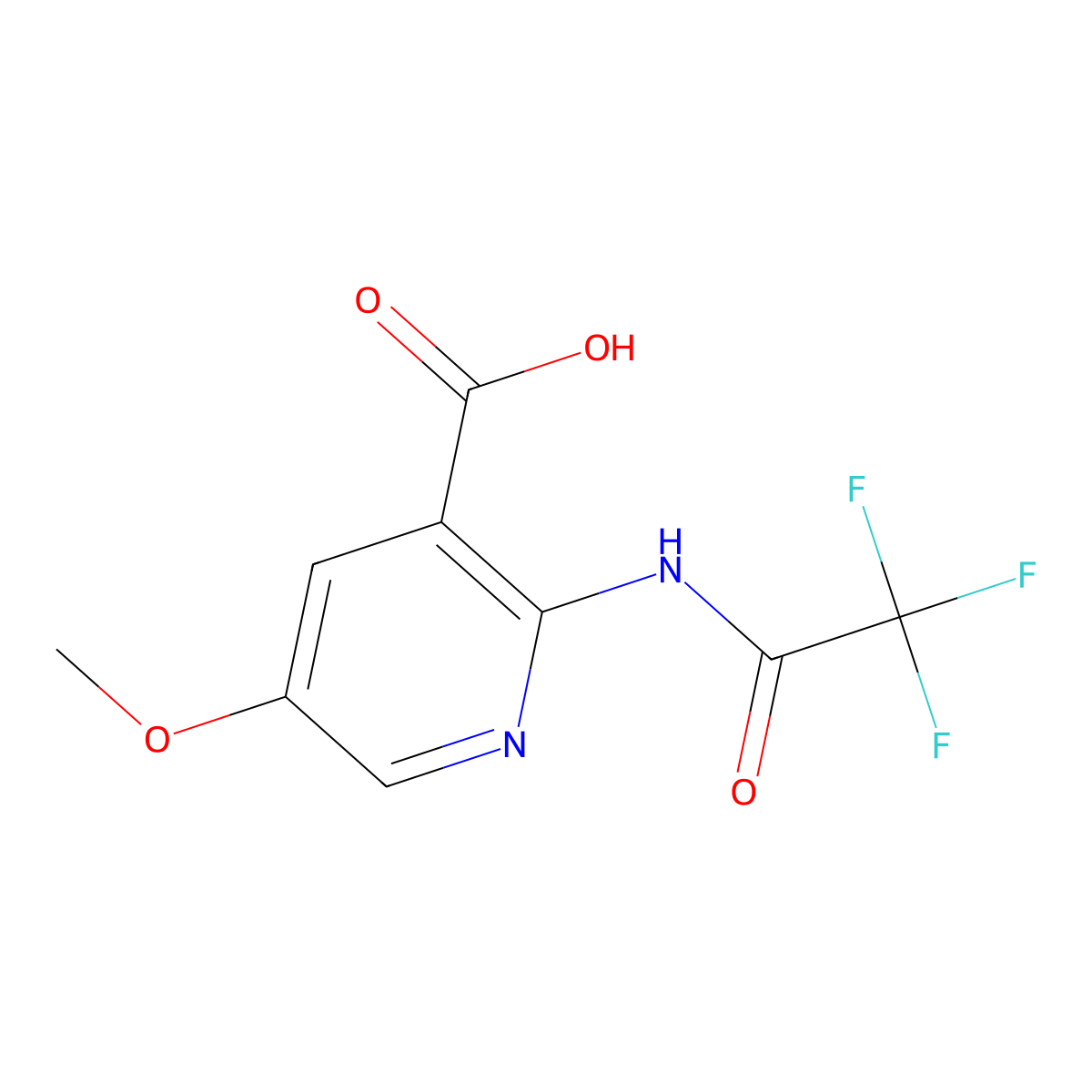 5-Methoxy-2-(2,2,2-trifluoroacetamido)pyridine-3-carboxylic acid molecular structure, CAS 2763931-01-5