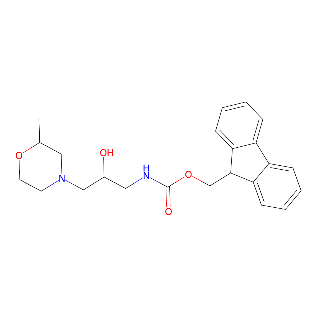 (9H-fluoren-9-yl)methyl N-[2-hydroxy-3-(2-methylmorpholin-4-yl)propyl]carbamate molecular structure, CAS 2763931-07-1