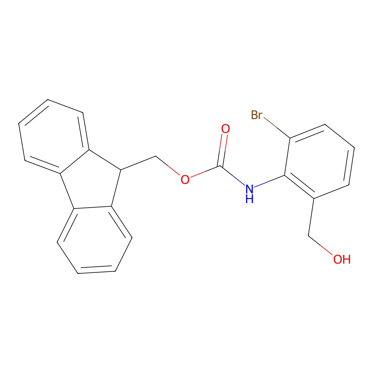 (9H-fluoren-9-yl)methyl N-[2-bromo-6-(hydroxymethyl)phenyl]carbamate molecular structure, CAS 2763931-11-7