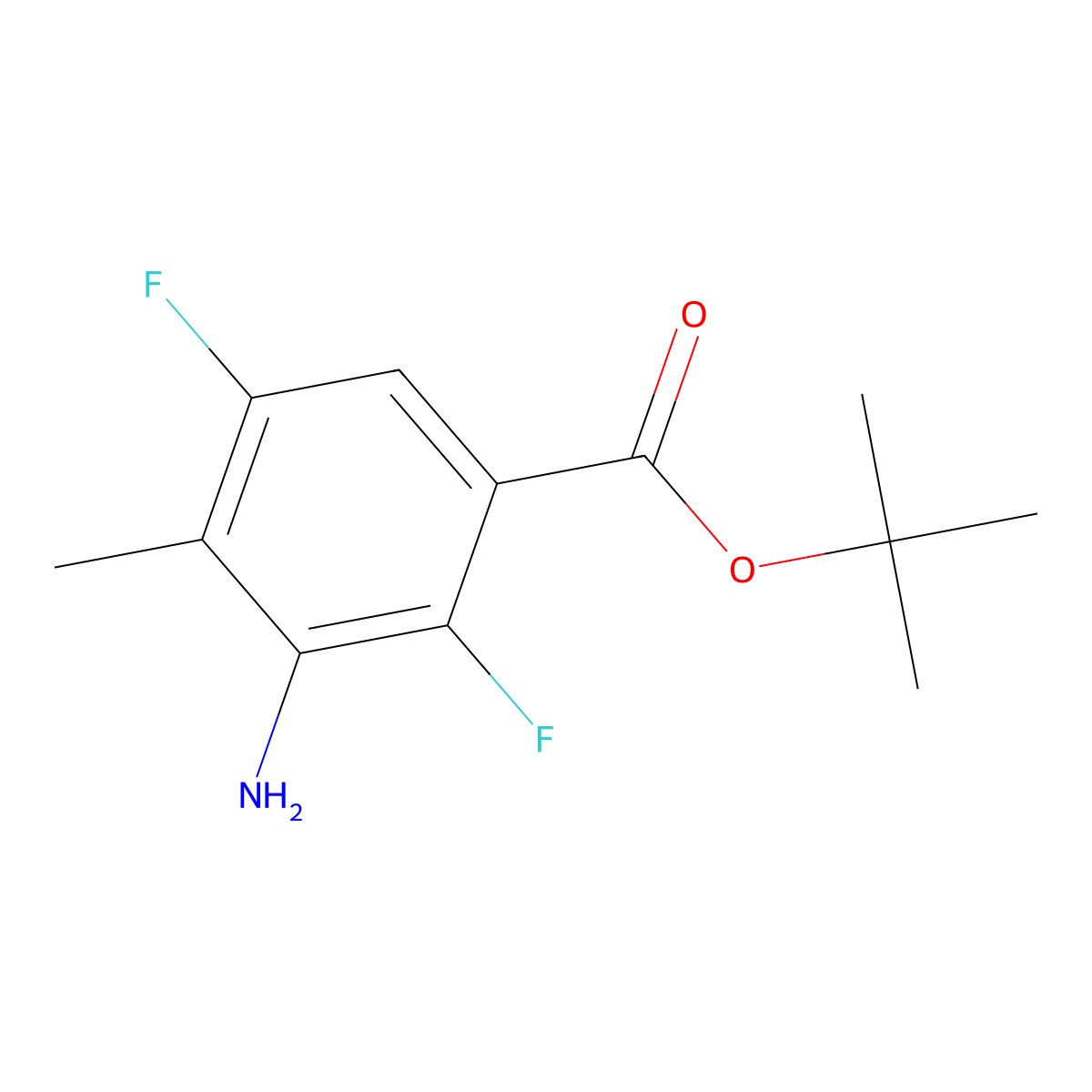 Tert-butyl 3-amino-2,5-difluoro-4-methylbenzoate molecular structure, CAS 2763931-16-2