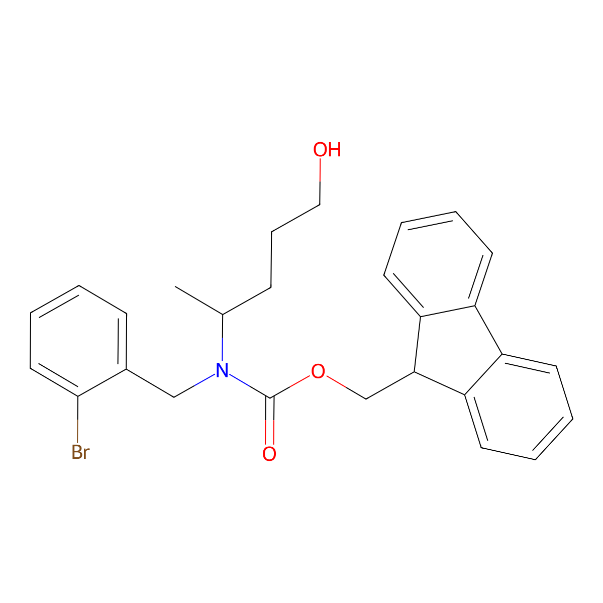 (9H-fluoren-9-yl)methyl N-[(2-bromophenyl)methyl]-N-(5-hydroxypentan-2-yl)carbamate molecular structure, CAS 2763931-21-9