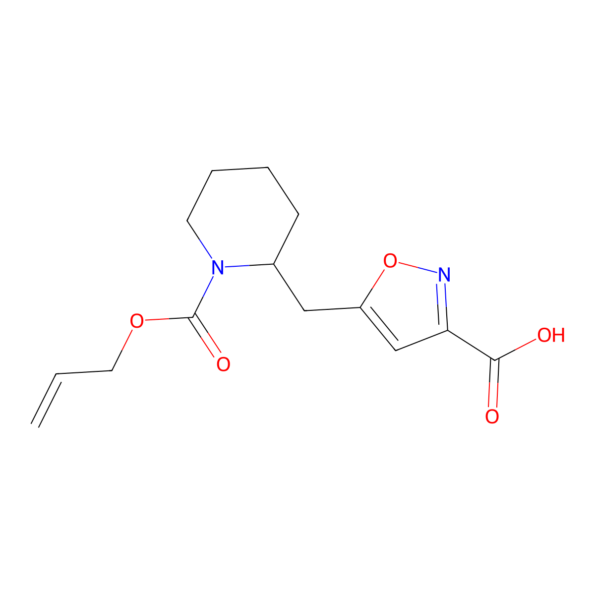 5-({1-[(Prop-2-en-1-yloxy)carbonyl]piperidin-2-yl}methyl)-1,2-oxazole-3-carboxylic acid molecular structure, CAS 2763931-24-2