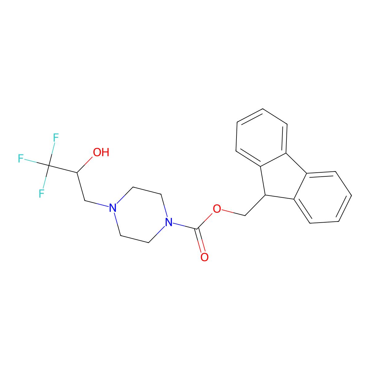 (9H-fluoren-9-yl)methyl 4-(3,3,3-trifluoro-2-hydroxypropyl)piperazine-1-carboxylate molecular structure, CAS 2763931-33-3