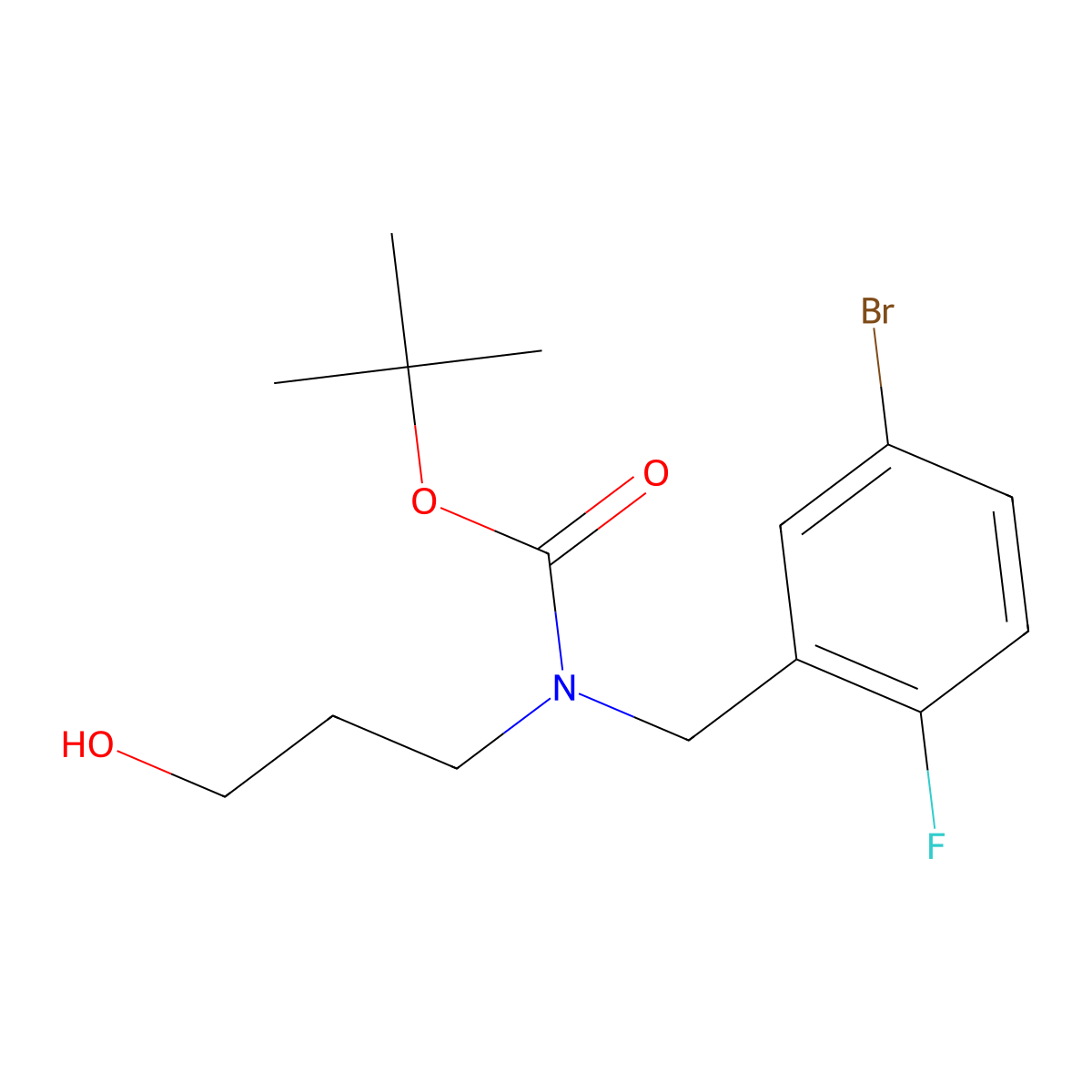 tert-butyl N-[(5-bromo-2-fluorophenyl)methyl]-N-(3-hydroxypropyl)carbamate molecular structure, CAS 2763931-37-7
