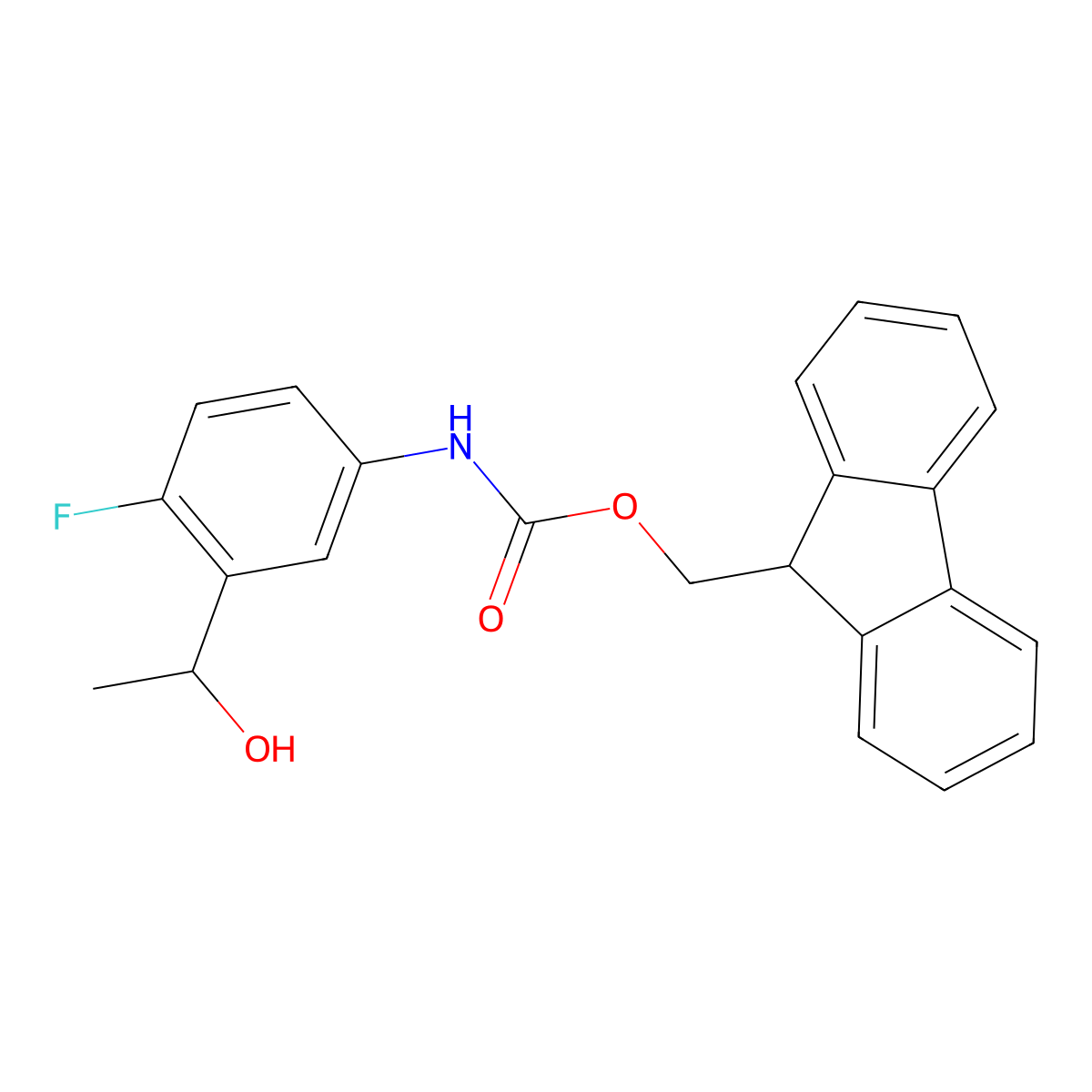 (9H-fluoren-9-yl)methyl N-[4-fluoro-3-(1-hydroxyethyl)phenyl]carbamate molecular structure, CAS 2763931-42-4