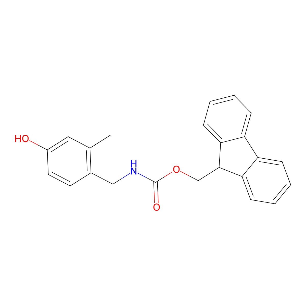 (9H-fluoren-9-yl)methyl N-[(4-hydroxy-2-methylphenyl)methyl]carbamate molecular structure, CAS 2763931-45-7