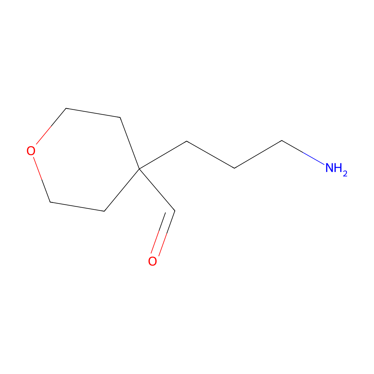 4-(3-Aminopropyl)oxane-4-carbaldehyde molecular structure, CAS 2763931-47-9