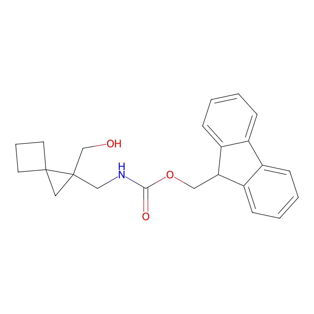 (9H-fluoren-9-yl)methyl N-{[1-(hydroxymethyl)spiro[2.3]hexan-1-yl]methyl}carbamate molecular structure, CAS 2763931-58-2