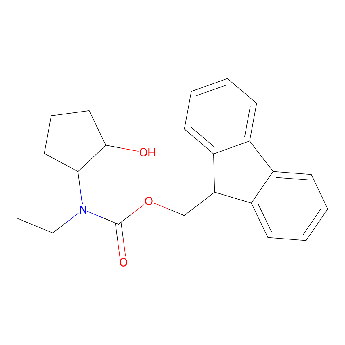 rac-(9H-fluoren-9-yl)methyl N-ethyl-N-[(1R,2R)-2-hydroxycyclopentyl]carbamate molecular structure, CAS 2763931-59-3