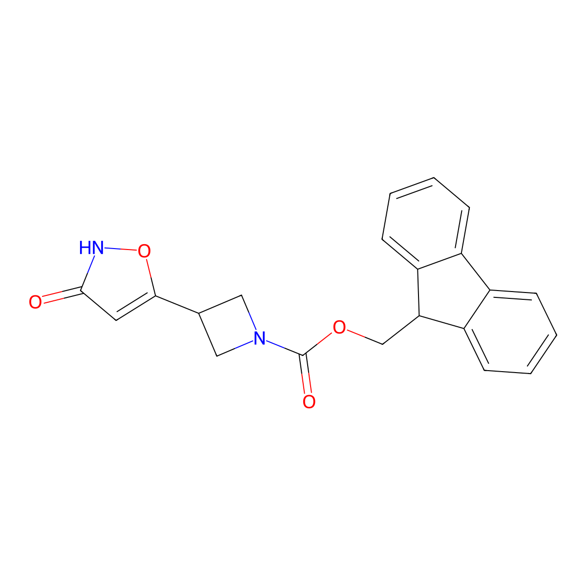(9H-fluoren-9-yl)methyl 3-(3-hydroxy-1,2-oxazol-5-yl)azetidine-1-carboxylate molecular structure, CAS 2763931-60-6
