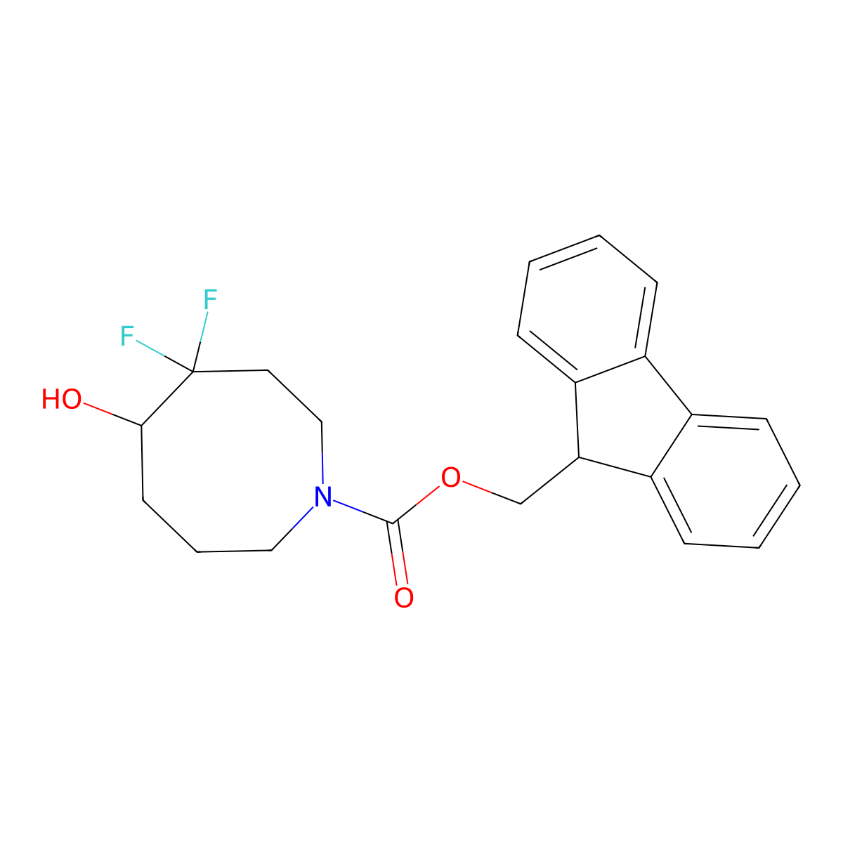 (9H-fluoren-9-yl)methyl 4,4-difluoro-5-hydroxyazocane-1-carboxylate molecular structure, CAS 2763931-66-2