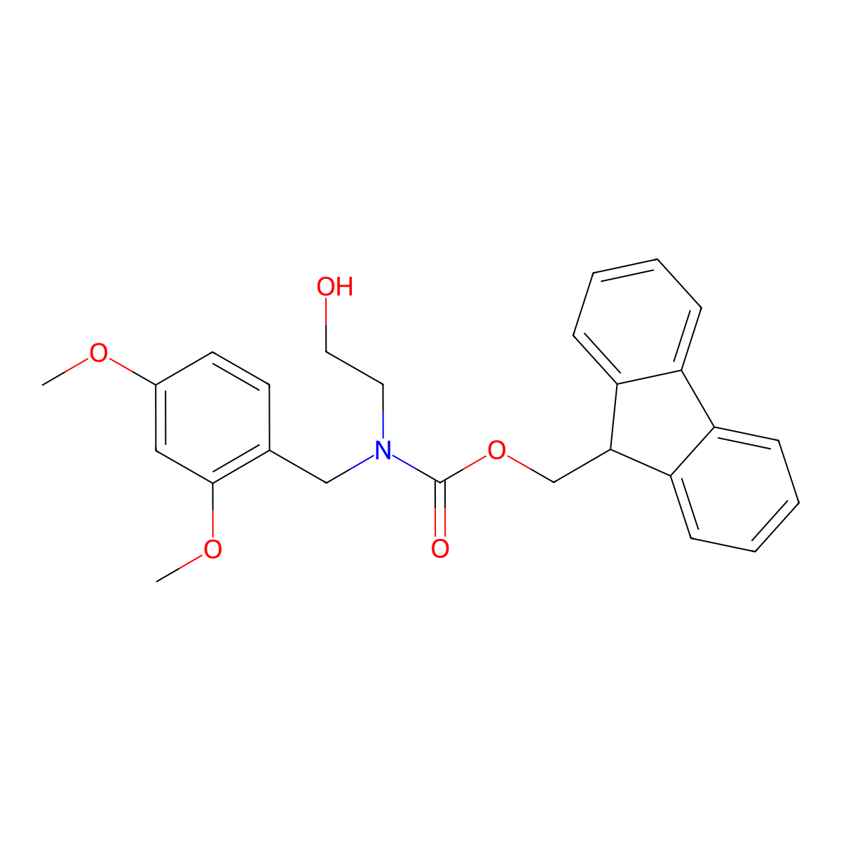 (9H-fluoren-9-yl)methyl N-[(2,4-dimethoxyphenyl)methyl]-N-(2-hydroxyethyl)carbamate molecular structure, CAS 2763931-73-1