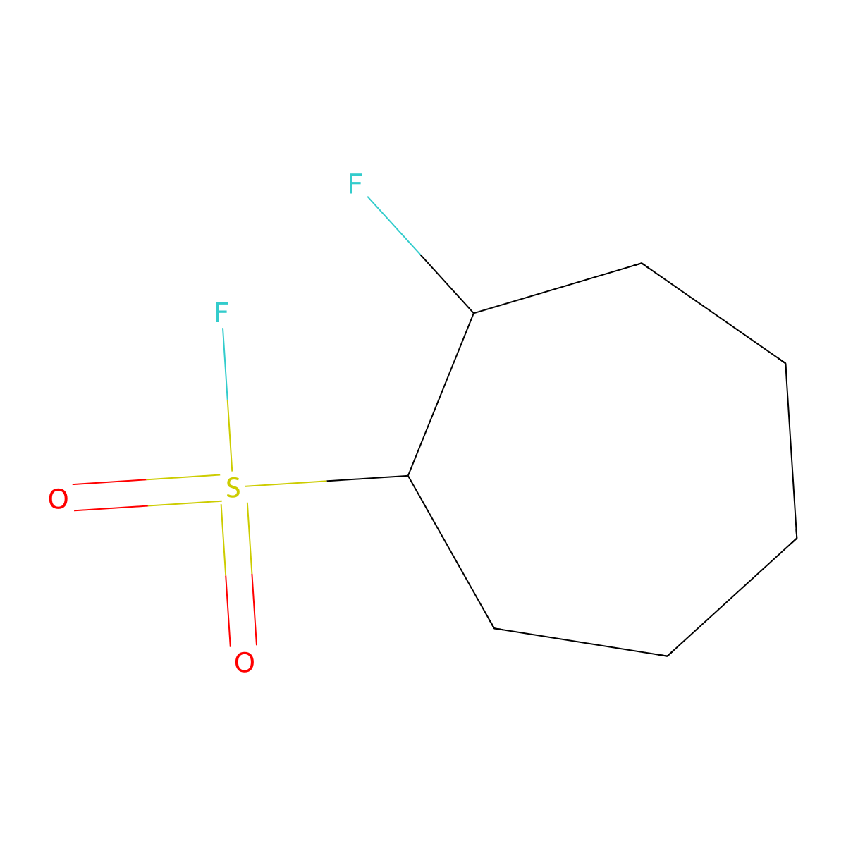 rac-(1R,2S)-2-fluorocycloheptane-1-sulfonyl fluoride molecular structure, CAS 2763931-77-5