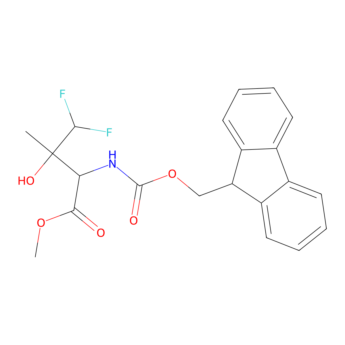 rac-methyl (2R,3R)-2-({[(9H-fluoren-9-yl)methoxy]carbonyl}amino)-4,4-difluoro-3-hydroxy-3-methylbutanoate molecular structure, CAS 2763931-79-7