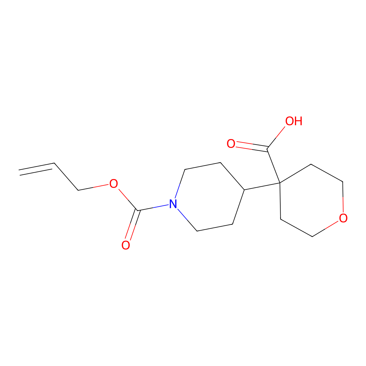 4-{1-[(Prop-2-en-1-yloxy)carbonyl]piperidin-4-yl}oxane-4-carboxylic acid molecular structure, CAS 2763931-83-3