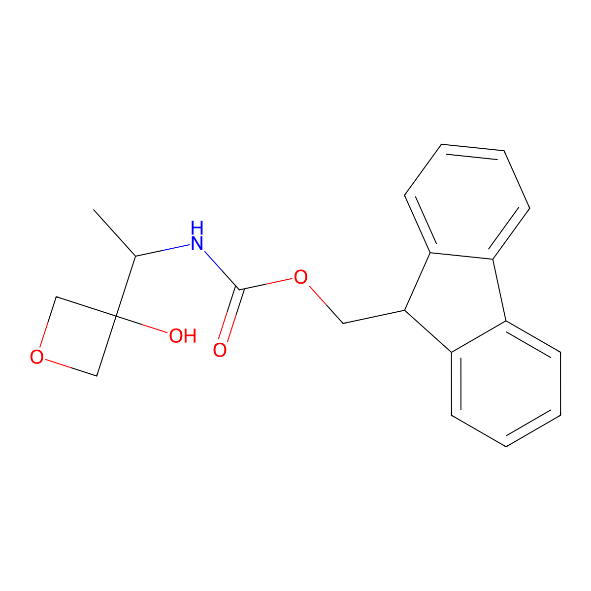 (9H-fluoren-9-yl)methyl N-[1-(3-hydroxyoxetan-3-yl)ethyl]carbamate molecular structure, CAS 2763931-87-7