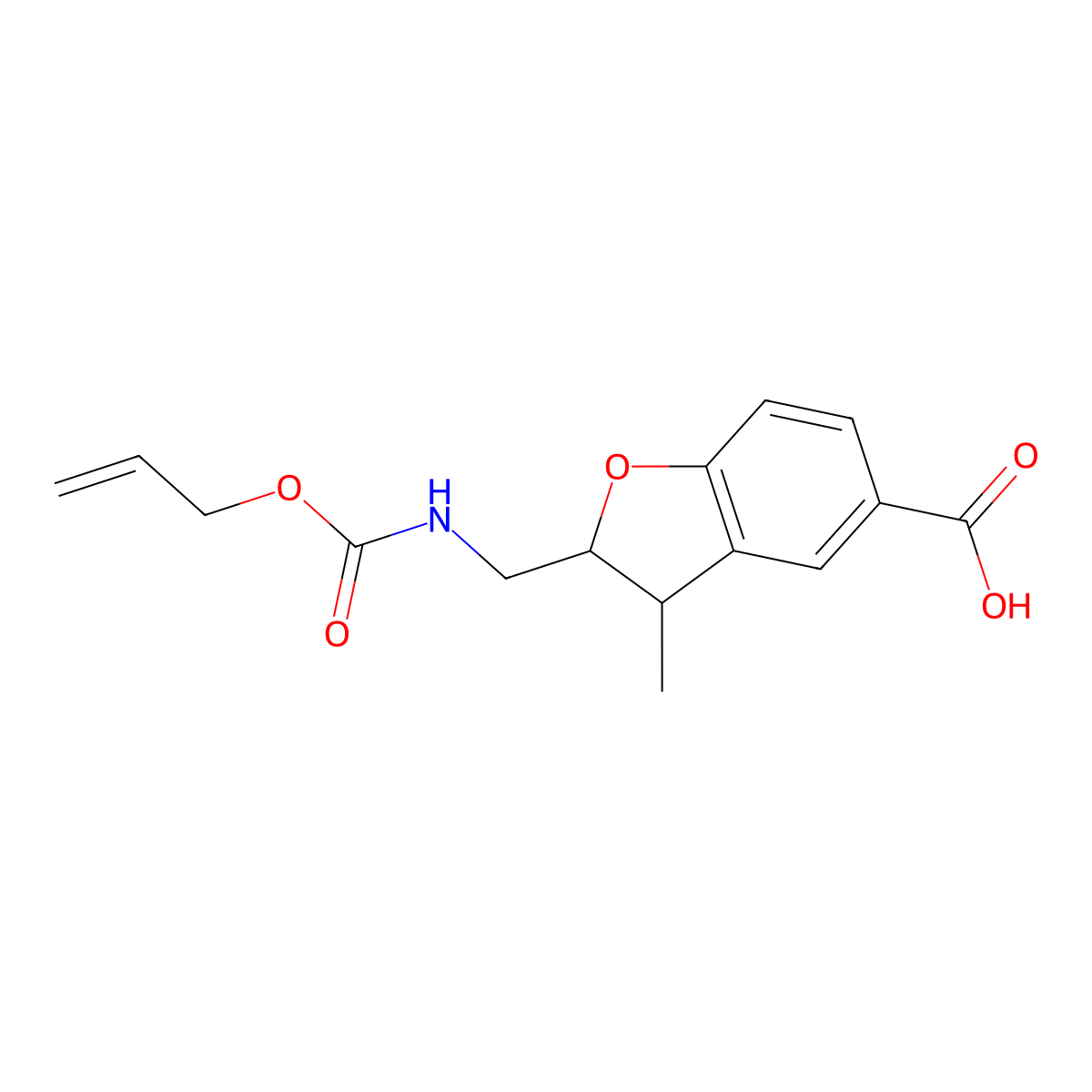 rac-(2R,3S)-3-methyl-2-({[(prop-2-en-1-yloxy)carbonyl]amino}methyl)-2,3-dihydro-1-benzofuran-5-carboxylic acid molecular structure, CAS 2763931-90-2