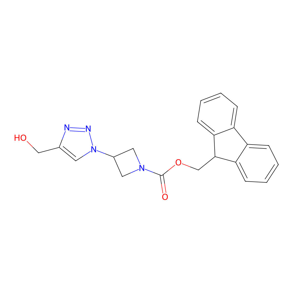 (9H-fluoren-9-yl)methyl 3-[4-(hydroxymethyl)-1H-1,2,3-triazol-1-yl]azetidine-1-carboxylate molecular structure, CAS 2763931-96-8