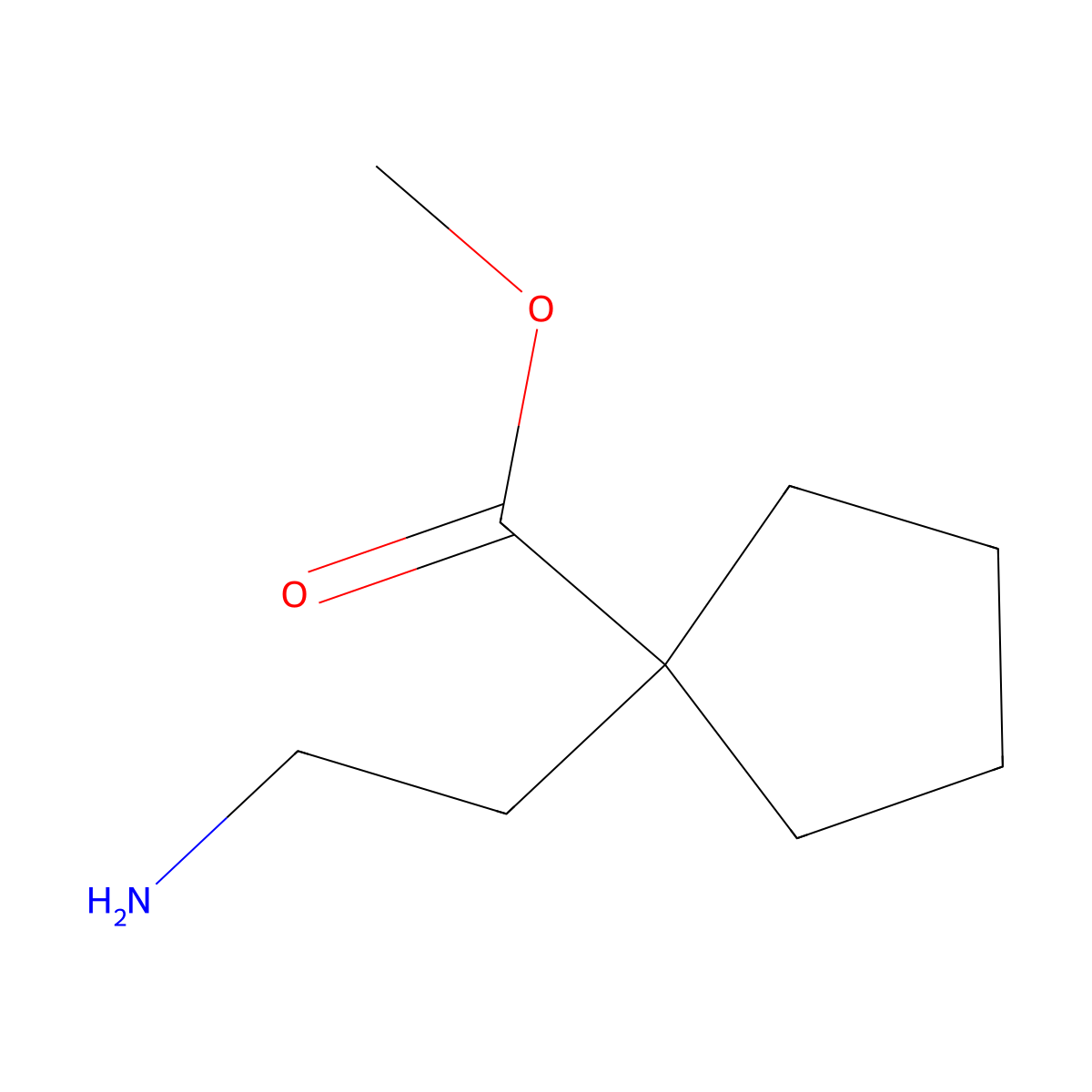 Methyl 1-(2-aminoethyl)cyclopentane-1-carboxylate molecular structure, CAS 2763931-99-1