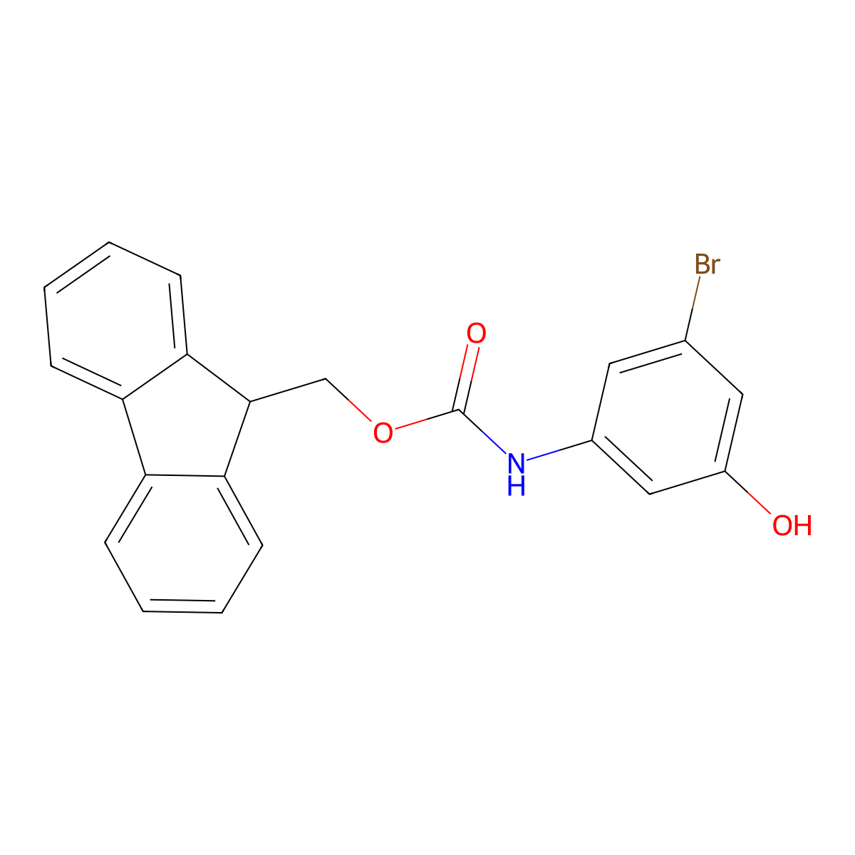 (9H-fluoren-9-yl)methyl N-(3-bromo-5-hydroxyphenyl)carbamate molecular structure, CAS 2763932-00-7