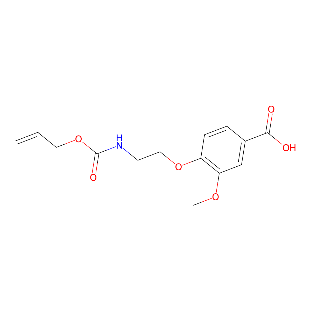 3-Methoxy-4-(2-{[(prop-2-en-1-yloxy)carbonyl]amino}ethoxy)benzoic acid molecular structure, CAS 2763932-01-8