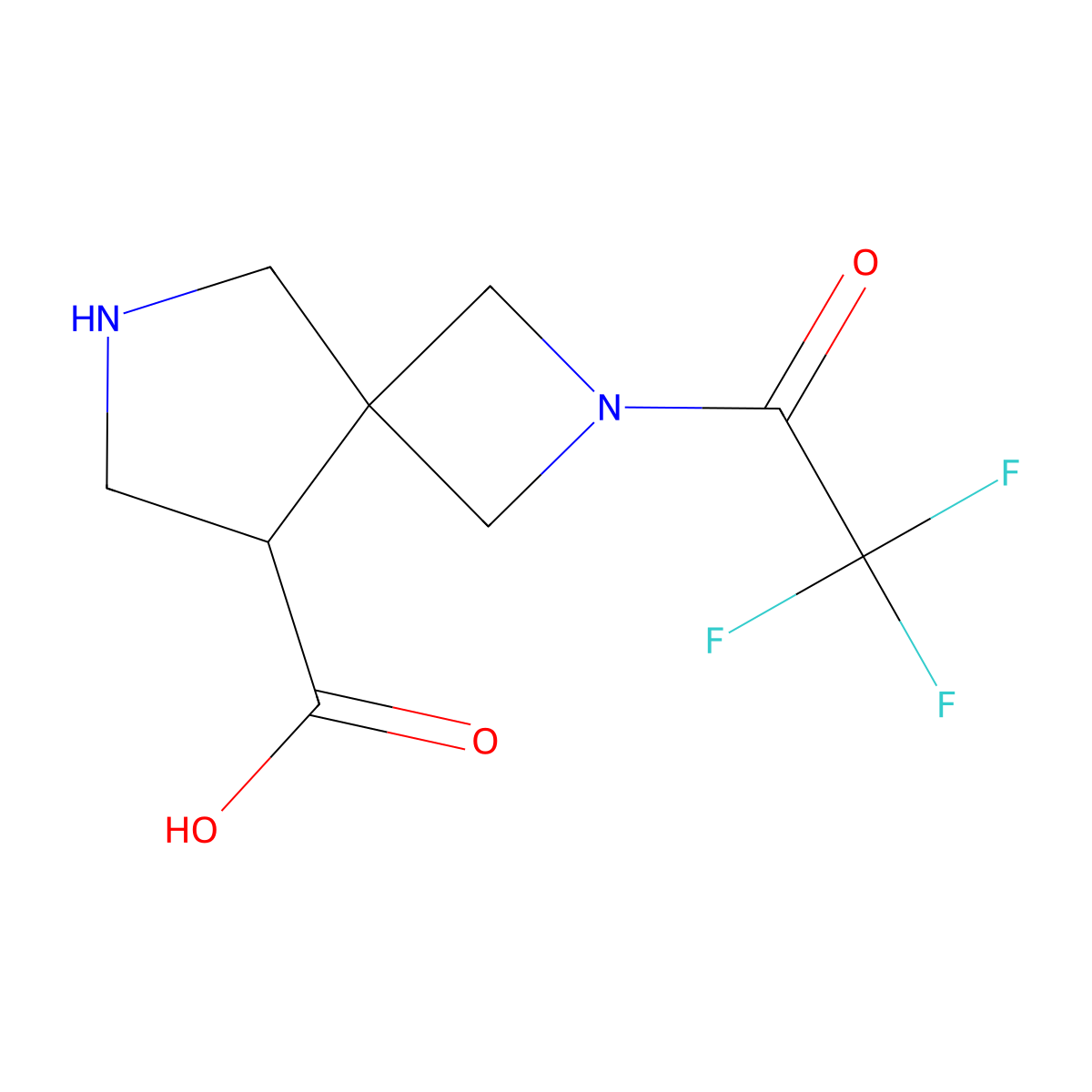 2-(2,2,2-Trifluoroacetyl)-2,6-diazaspiro[3.4]octane-8-carboxylic acid molecular structure, CAS 2763932-07-4