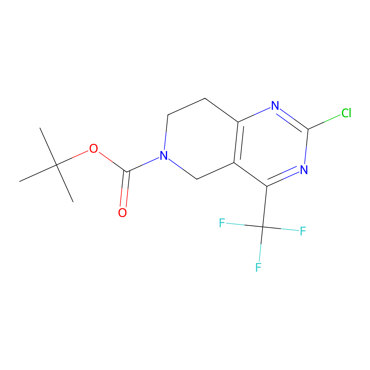 tert-butyl 2-chloro-4-(trifluoromethyl)-5H,6H,7H,8H-pyrido[4,3-d]pyrimidine-6-carboxylate molecular structure, CAS 2763932-14-3
