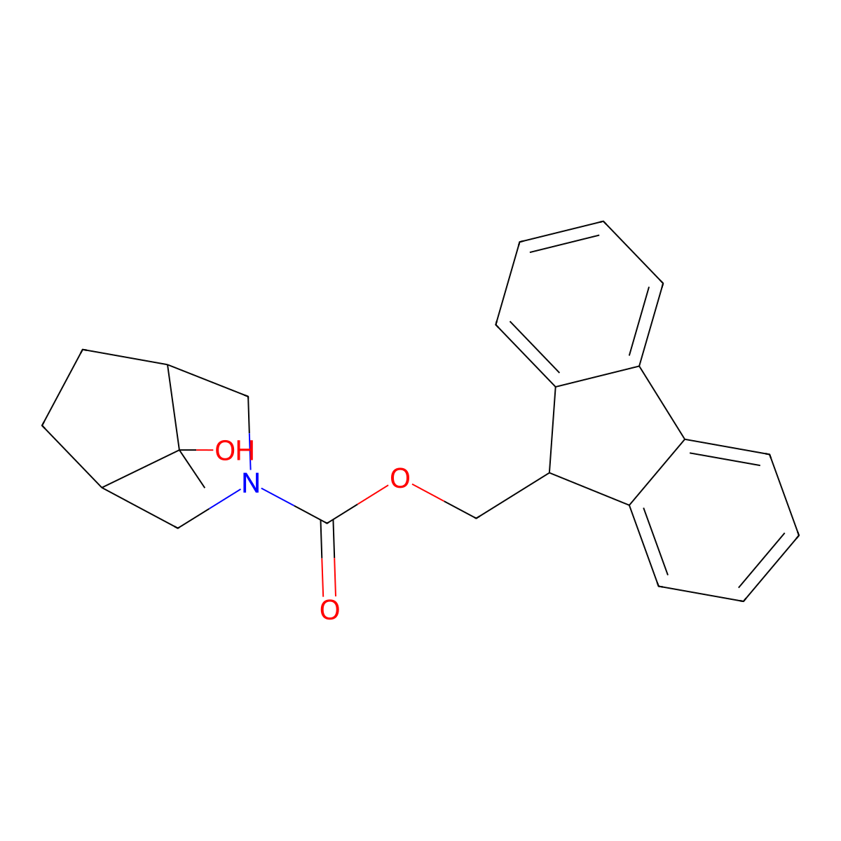 (9H-fluoren-9-yl)methyl 8-hydroxy-8-methyl-3-azabicyclo[3.2.1]octane-3-carboxylate molecular structure, CAS 2763932-16-5