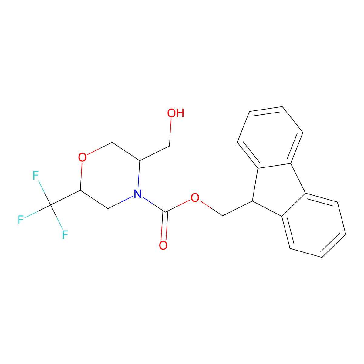 (9H-fluoren-9-yl)methyl 5-(hydroxymethyl)-2-(trifluoromethyl)morpholine-4-carboxylate molecular structure, CAS 2763932-18-7