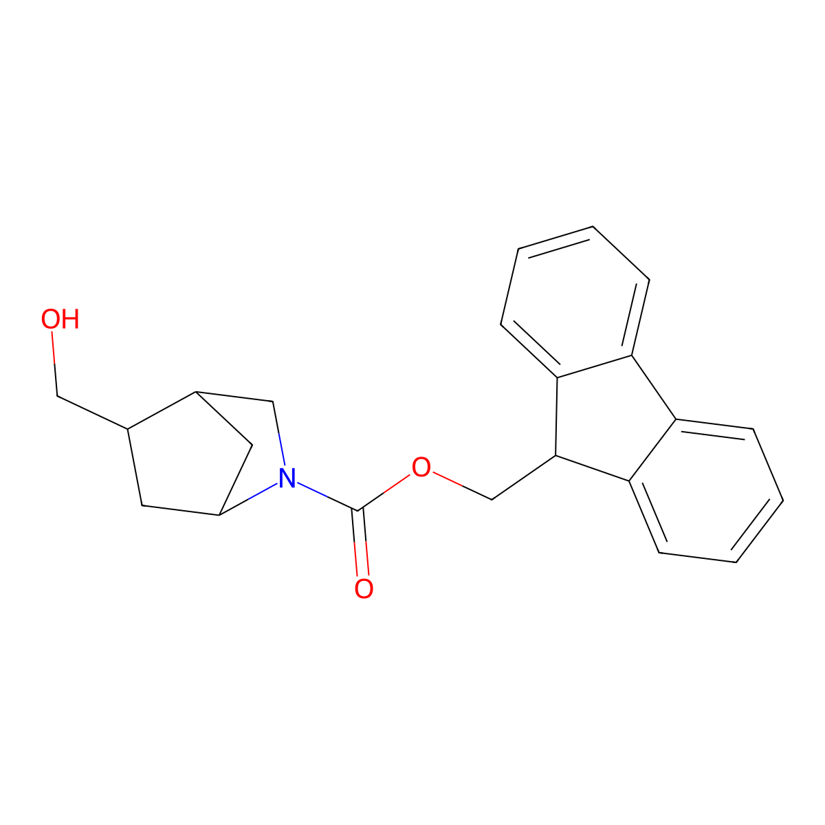 rac-(9H-fluoren-9-yl)methyl (1R,4S,5S)-5-(hydroxymethyl)-2-azabicyclo[2.2.1]heptane-2-carboxylate molecular structure, CAS 2763932-20-1
