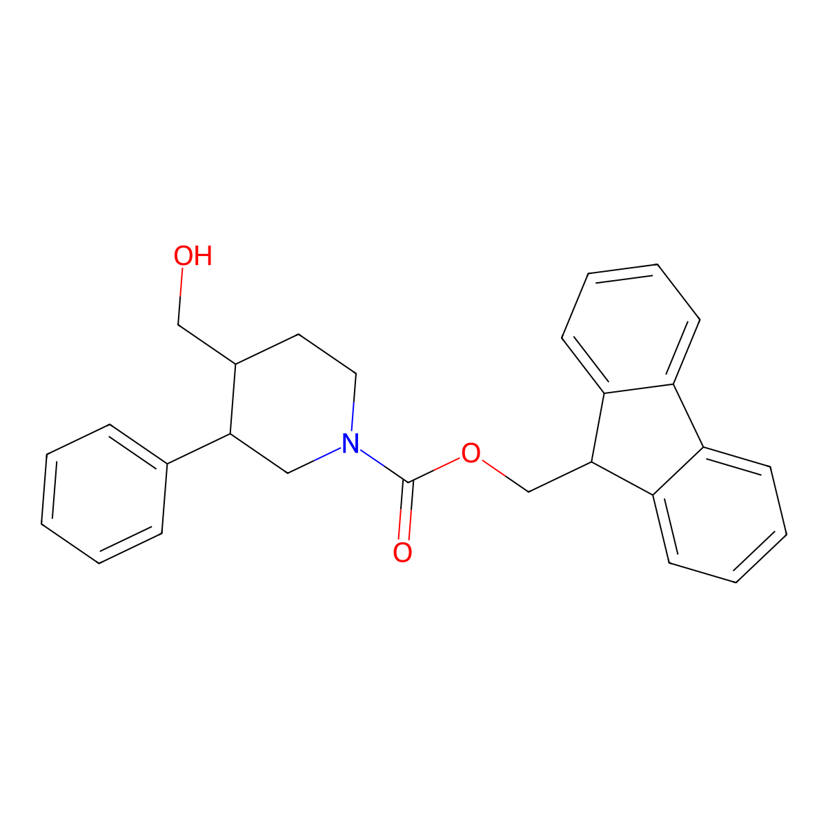 (9H-fluoren-9-yl)methyl 4-(hydroxymethyl)-3-phenylpiperidine-1-carboxylate molecular structure, CAS 2763932-25-6