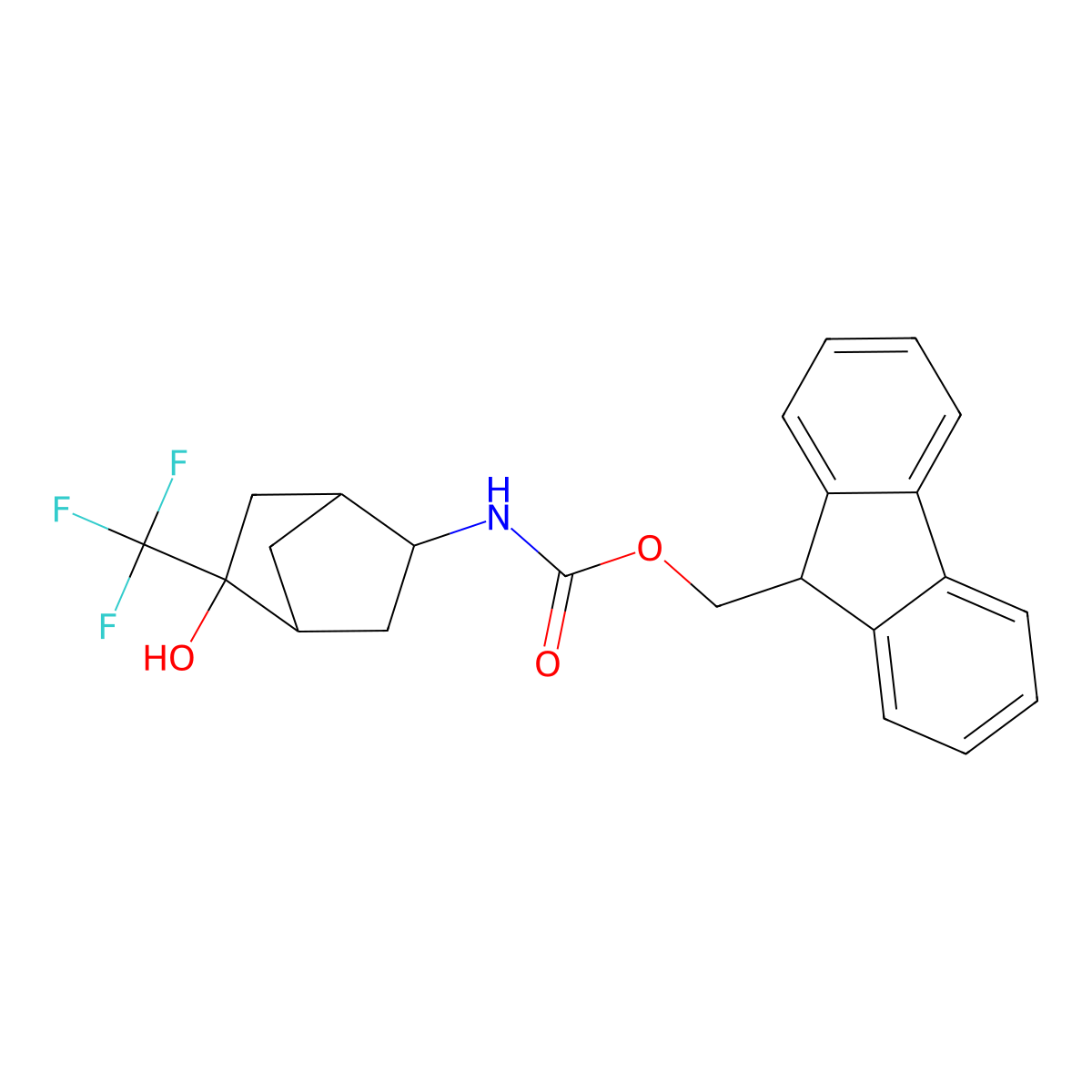 (9H-fluoren-9-yl)methyl N-[5-hydroxy-5-(trifluoromethyl)bicyclo[2.2.1]heptan-2-yl]carbamate molecular structure, CAS 2763932-31-4