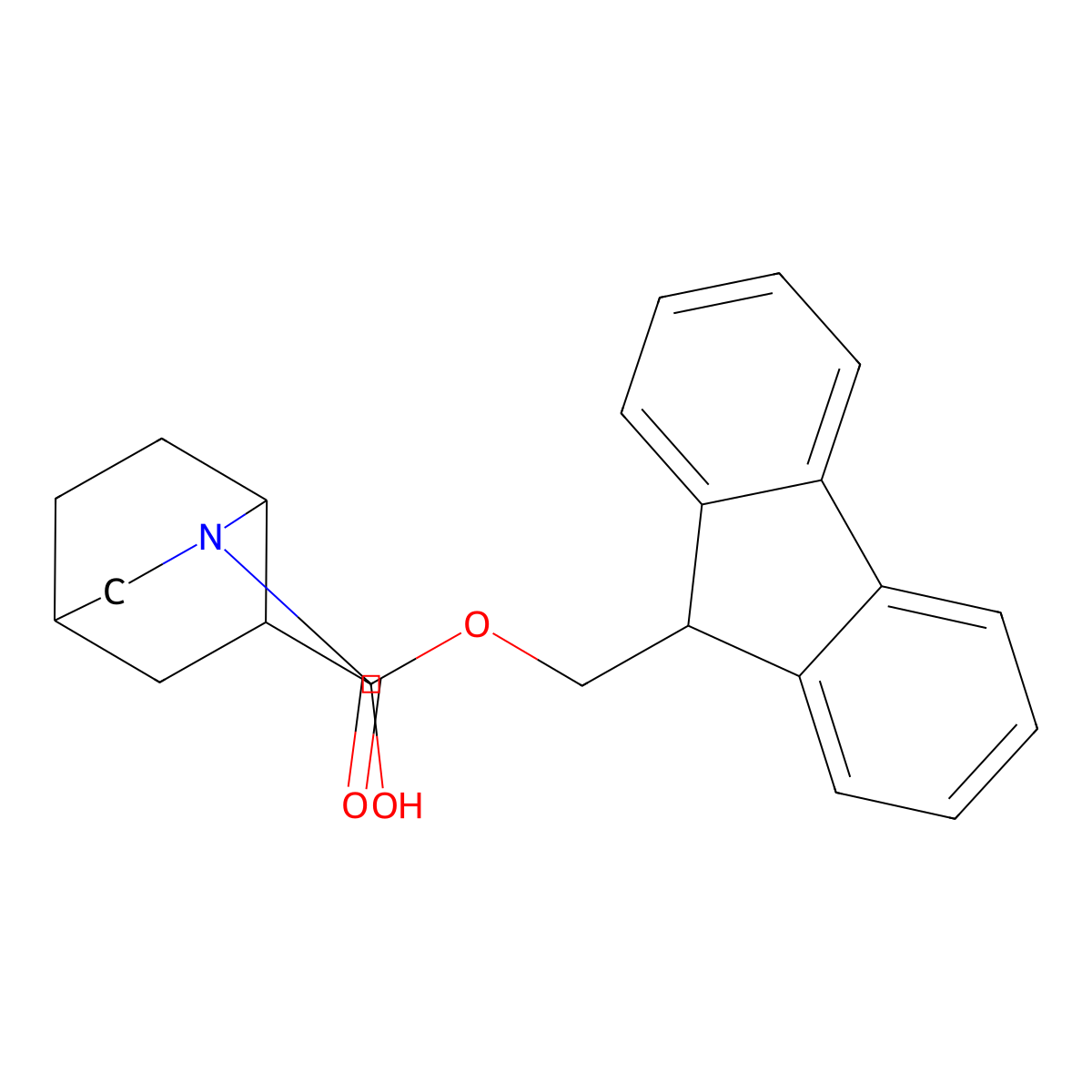 (9H-fluoren-9-yl)methyl 6-(hydroxymethyl)-2-azabicyclo[2.2.2]octane-2-carboxylate molecular structure, CAS 2763938-59-4