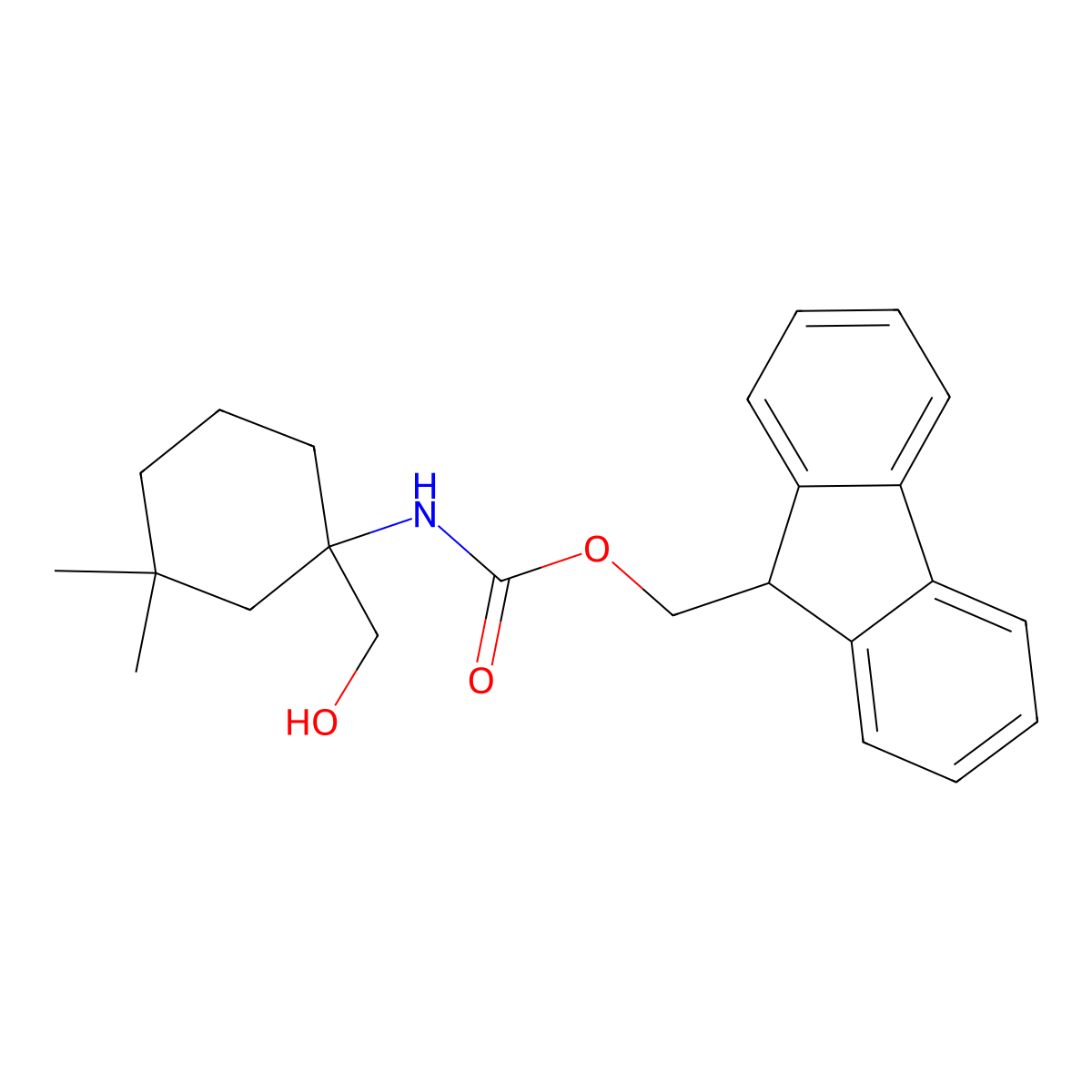 (9H-fluoren-9-yl)methyl N-[1-(hydroxymethyl)-3,3-dimethylcyclohexyl]carbamate molecular structure, CAS 2763938-63-0