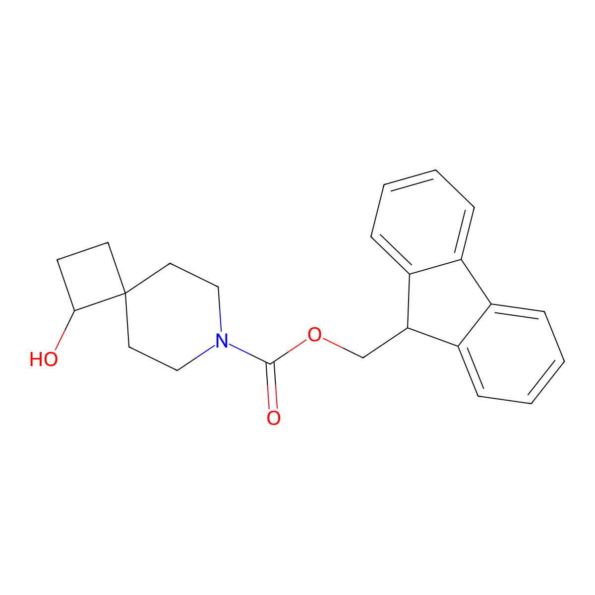 (9H-fluoren-9-yl)methyl 1-hydroxy-7-azaspiro[3.5]nonane-7-carboxylate molecular structure, CAS 2763938-76-5