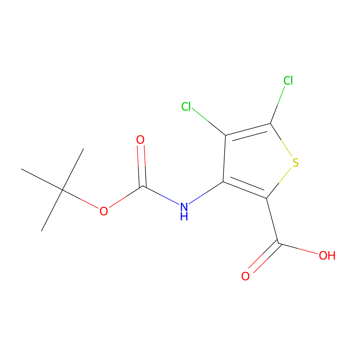 3-{[(Tert-butoxy)carbonyl]amino}-4,5-dichlorothiophene-2-carboxylic acid molecular structure, CAS 2763938-80-1