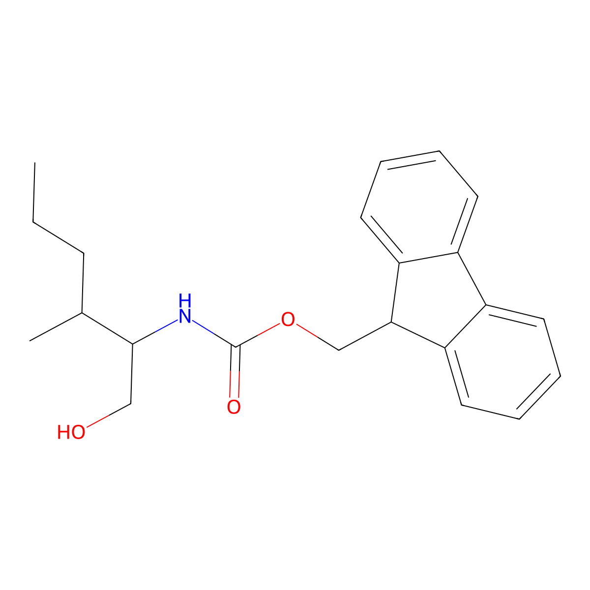 (9H-fluoren-9-yl)methyl N-(1-hydroxy-3-methylhexan-2-yl)carbamate molecular structure, CAS 2763938-84-5