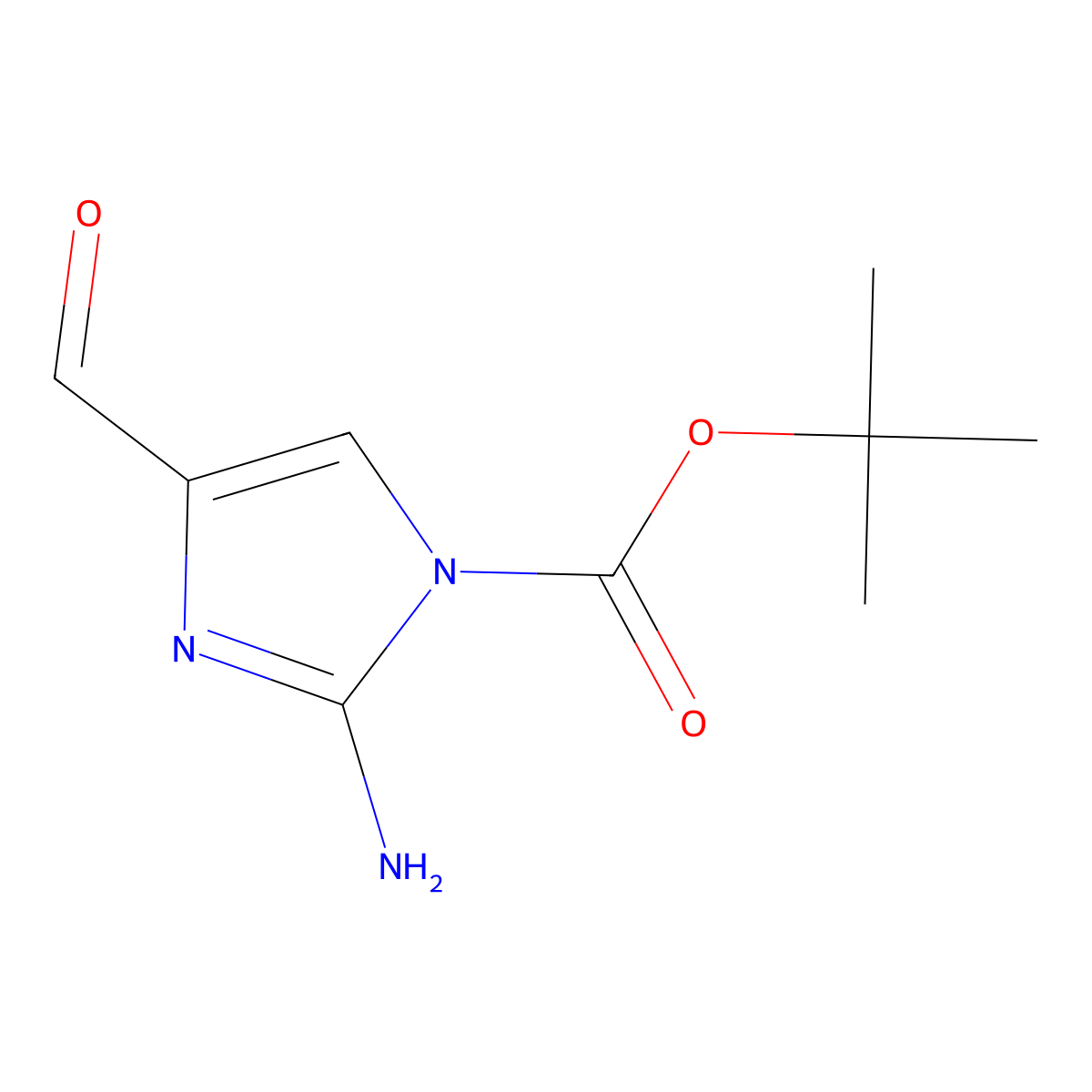 tert-butyl 2-amino-4-formyl-1H-imidazole-1-carboxylate molecular structure, CAS 2763938-85-6