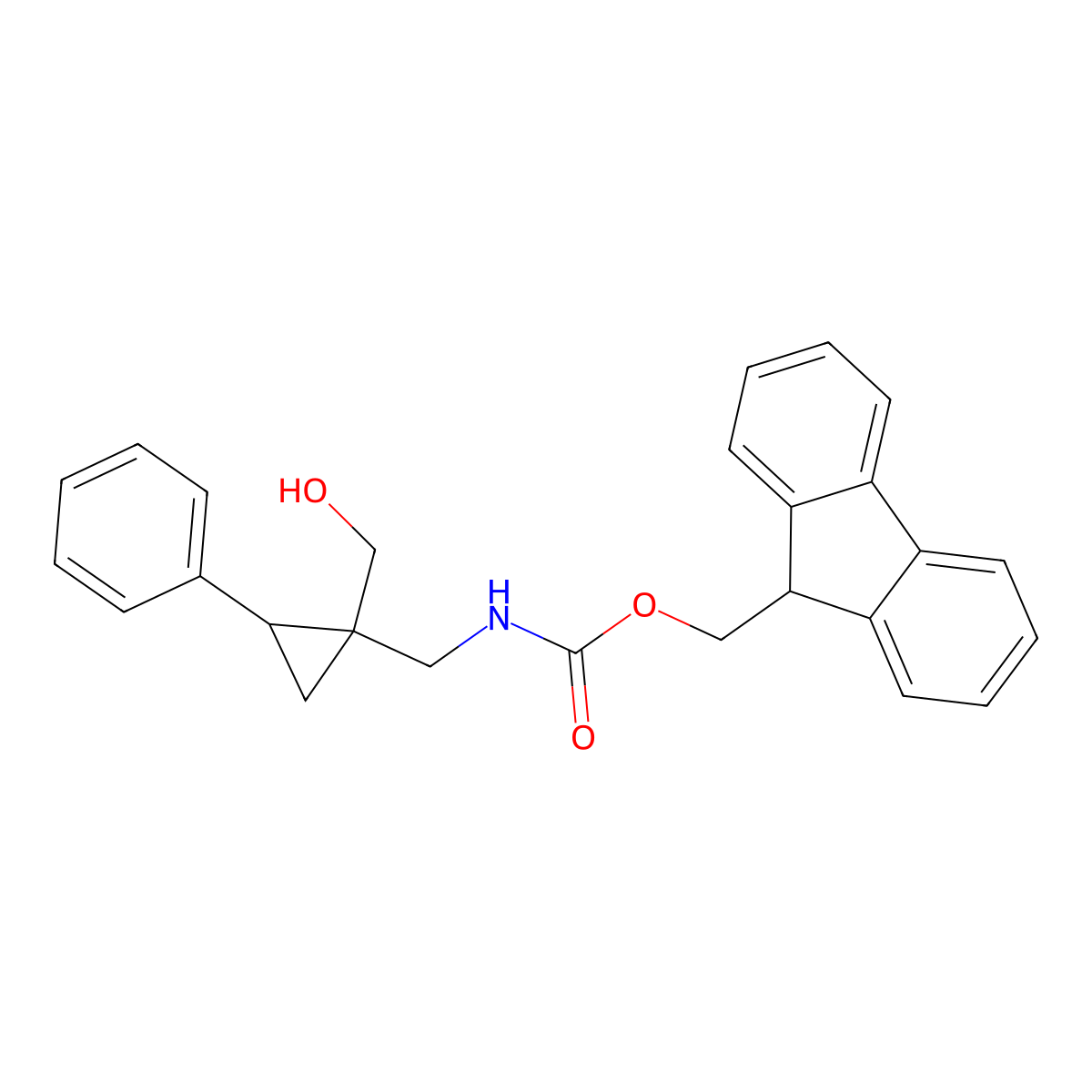rac-(9H-fluoren-9-yl)methyl N-{[(1R,2R)-1-(hydroxymethyl)-2-phenylcyclopropyl]methyl}carbamate molecular structure, CAS 2763938-93-6