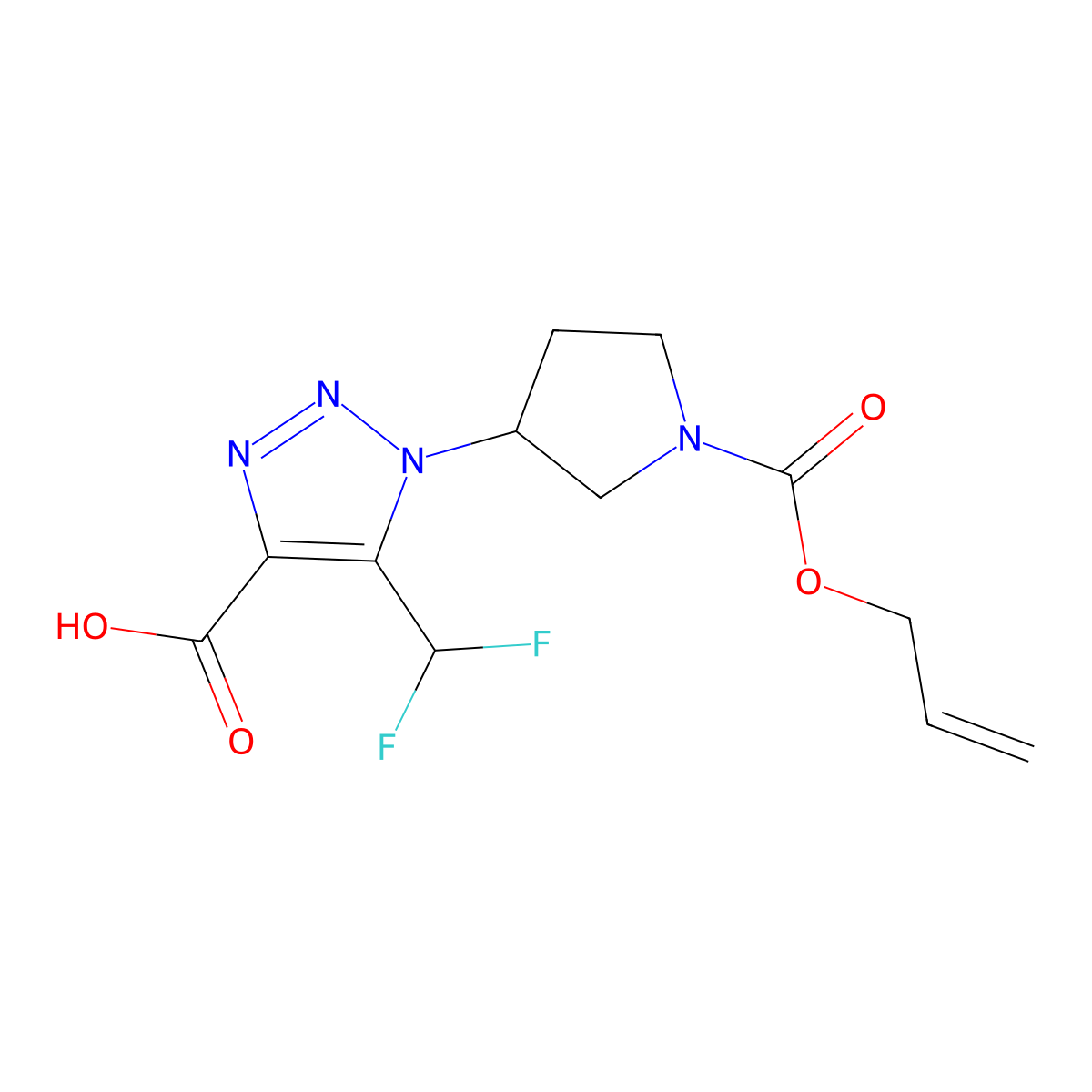 5-(difluoromethyl)-1-{1-[(prop-2-en-1-yloxy)carbonyl]pyrrolidin-3-yl}-1H-1,2,3-triazole-4-carboxylic acid molecular structure, CAS 2763938-94-7