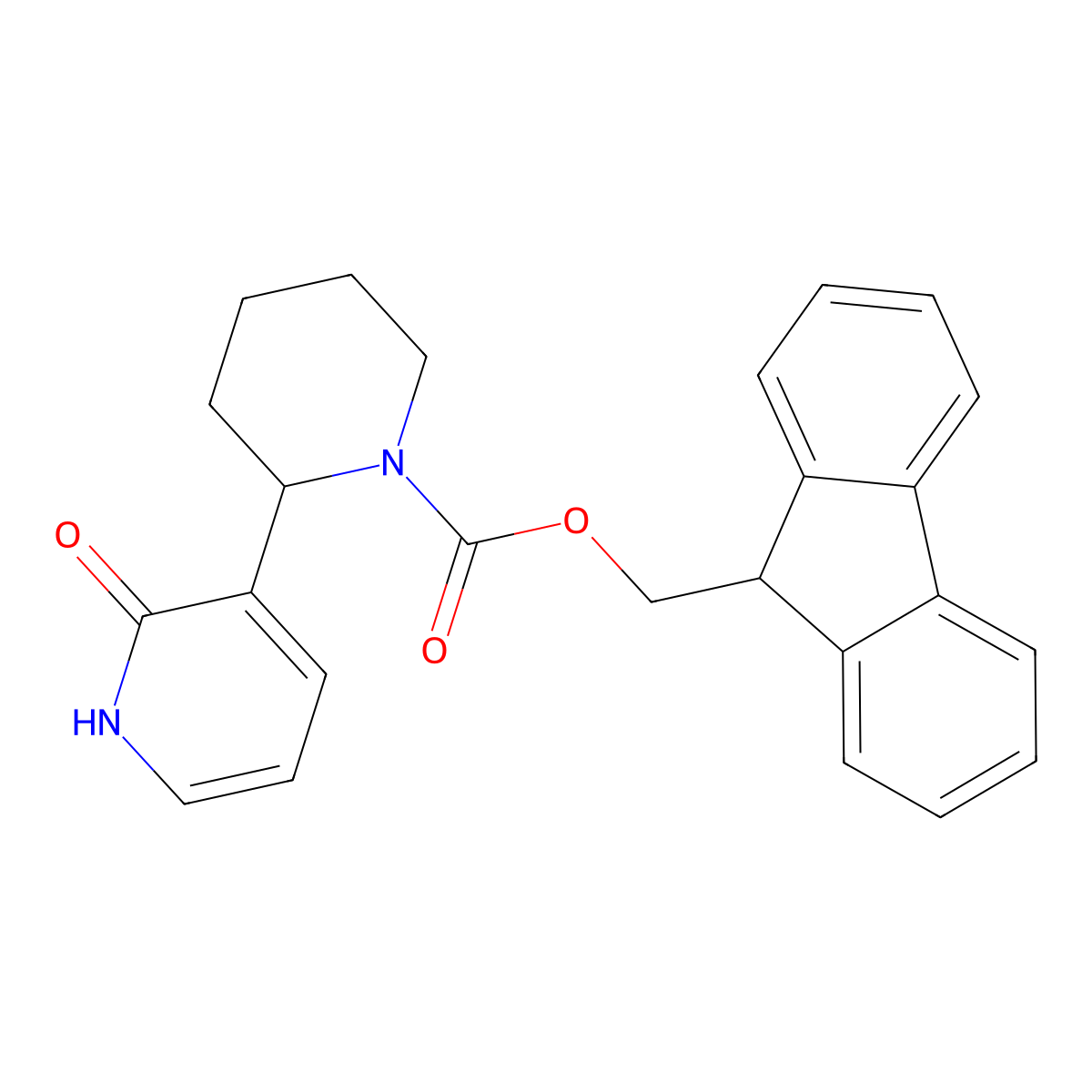 (9H-fluoren-9-yl)methyl 2-(2-hydroxypyridin-3-yl)piperidine-1-carboxylate molecular structure, CAS 2763939-00-8