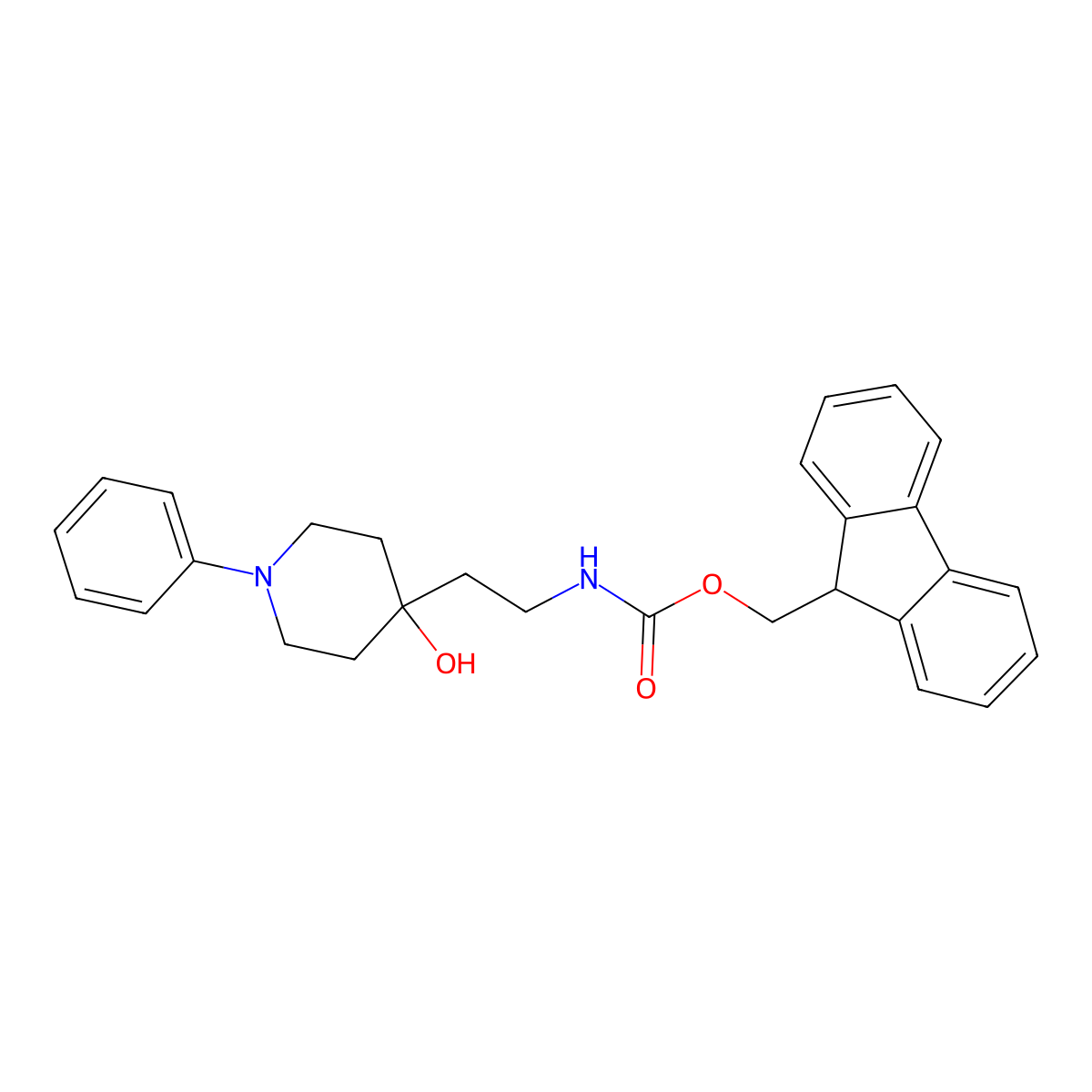 (9H-fluoren-9-yl)methyl N-[2-(4-hydroxy-1-phenylpiperidin-4-yl)ethyl]carbamate molecular structure, CAS 2763939-09-7