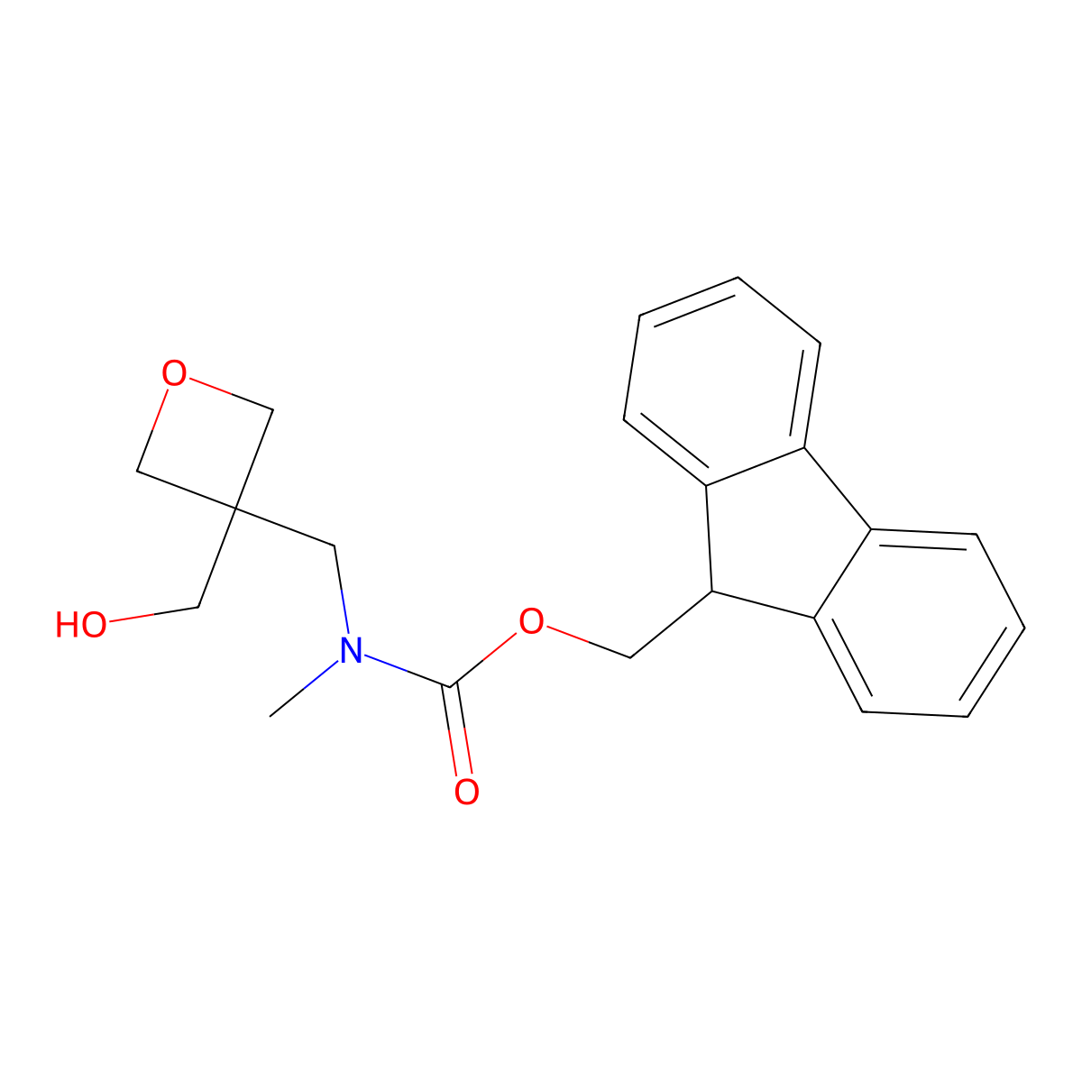 (9H-fluoren-9-yl)methyl N-{[3-(hydroxymethyl)oxetan-3-yl]methyl}-N-methylcarbamate molecular structure, CAS 2763939-16-6