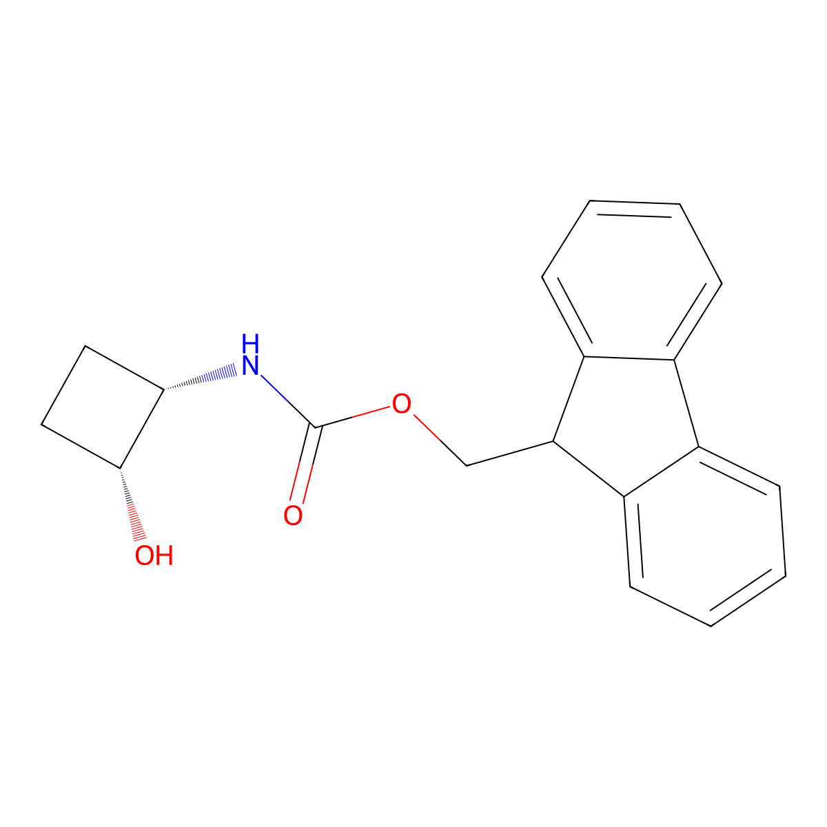 rac-(9H-fluoren-9-yl)methyl N-[(1R,2S)-2-hydroxycyclobutyl]carbamate molecular structure, CAS 2763939-18-8