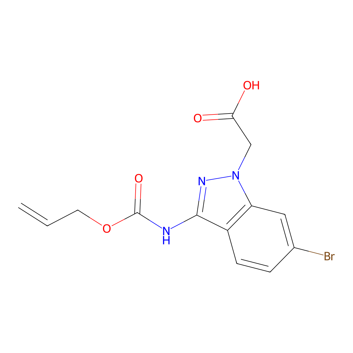 2-(6-bromo-3-{[(prop-2-en-1-yloxy)carbonyl]amino}-1H-indazol-1-yl)acetic acid molecular structure, CAS 2763939-20-2