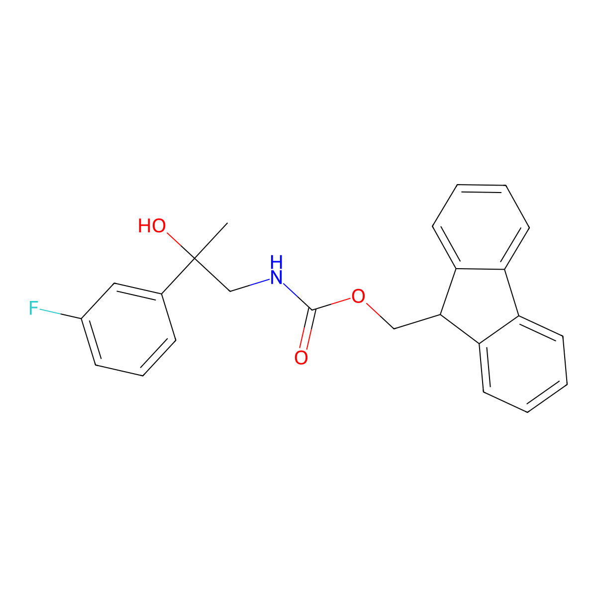 (9H-fluoren-9-yl)methyl N-[2-(3-fluorophenyl)-2-hydroxypropyl]carbamate molecular structure, CAS 2763939-21-3