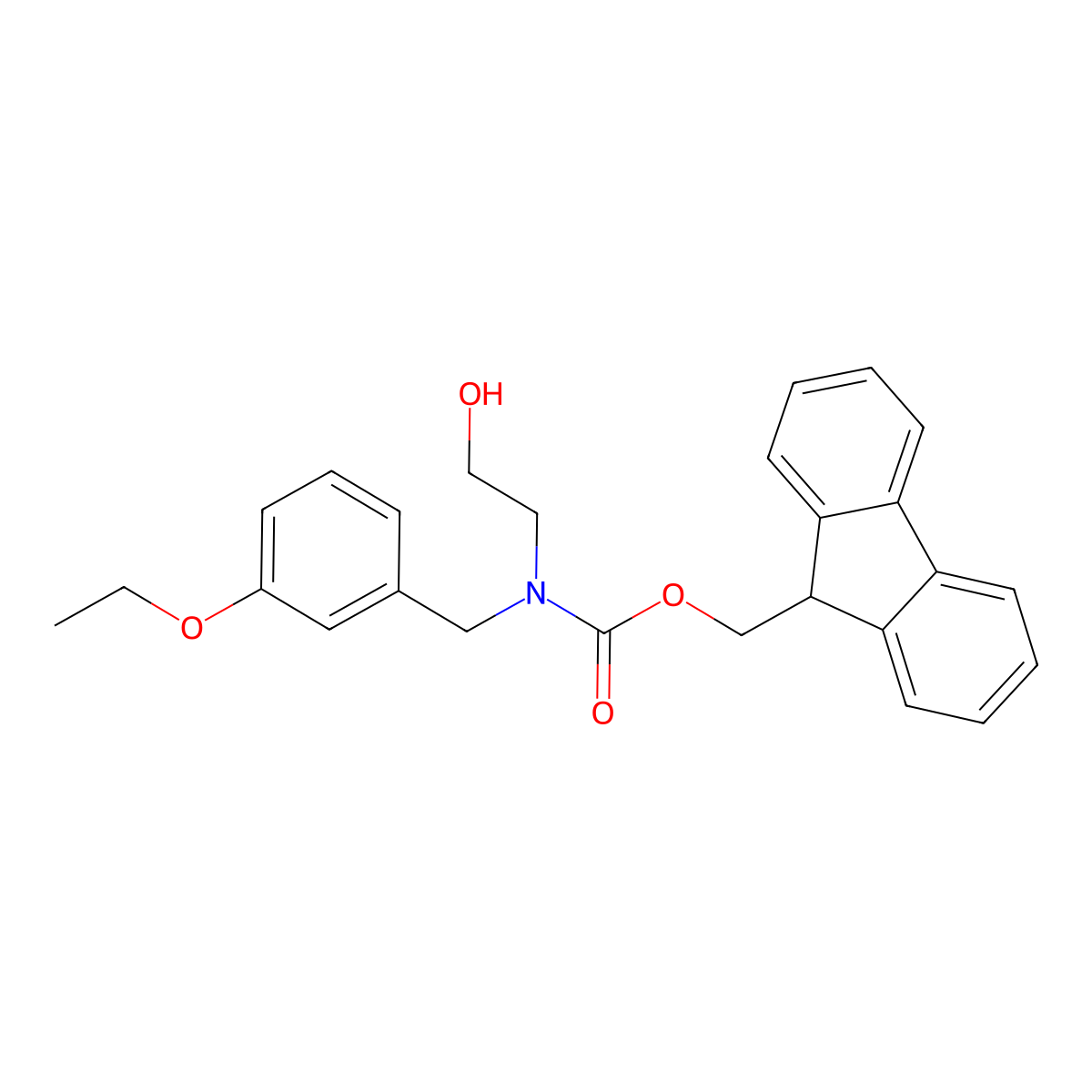 (9H-fluoren-9-yl)methyl N-[(3-ethoxyphenyl)methyl]-N-(2-hydroxyethyl)carbamate molecular structure, CAS 2763939-28-0
