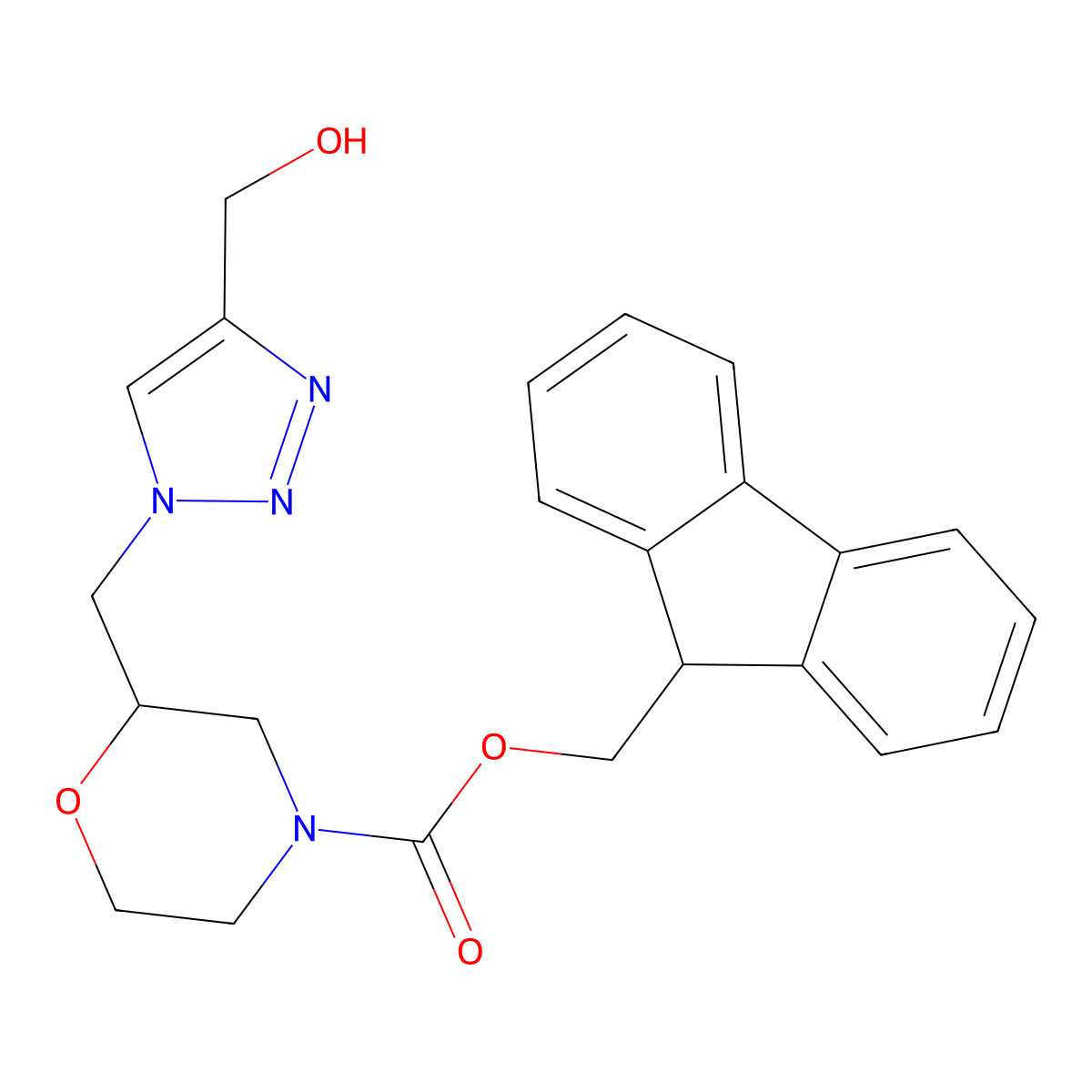(9H-fluoren-9-yl)methyl 2-{[4-(hydroxymethyl)-1H-1,2,3-triazol-1-yl]methyl}morpholine-4-carboxylate molecular structure, CAS 2763939-34-8