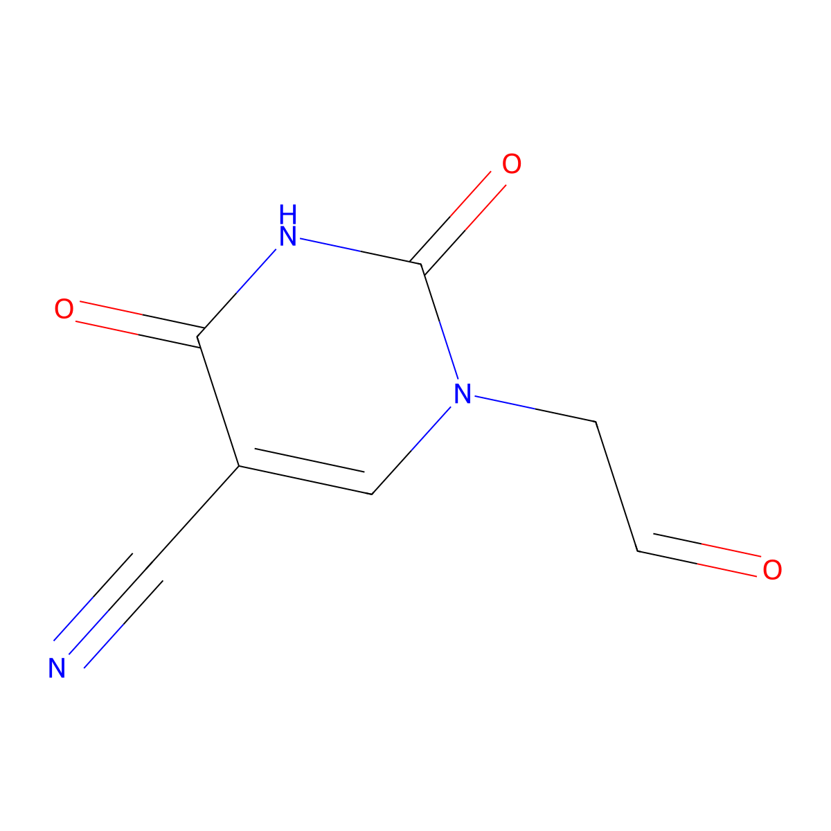 2,4-Dioxo-1-(2-oxoethyl)-1,2,3,4-tetrahydropyrimidine-5-carbonitrile molecular structure, CAS 2763939-38-2